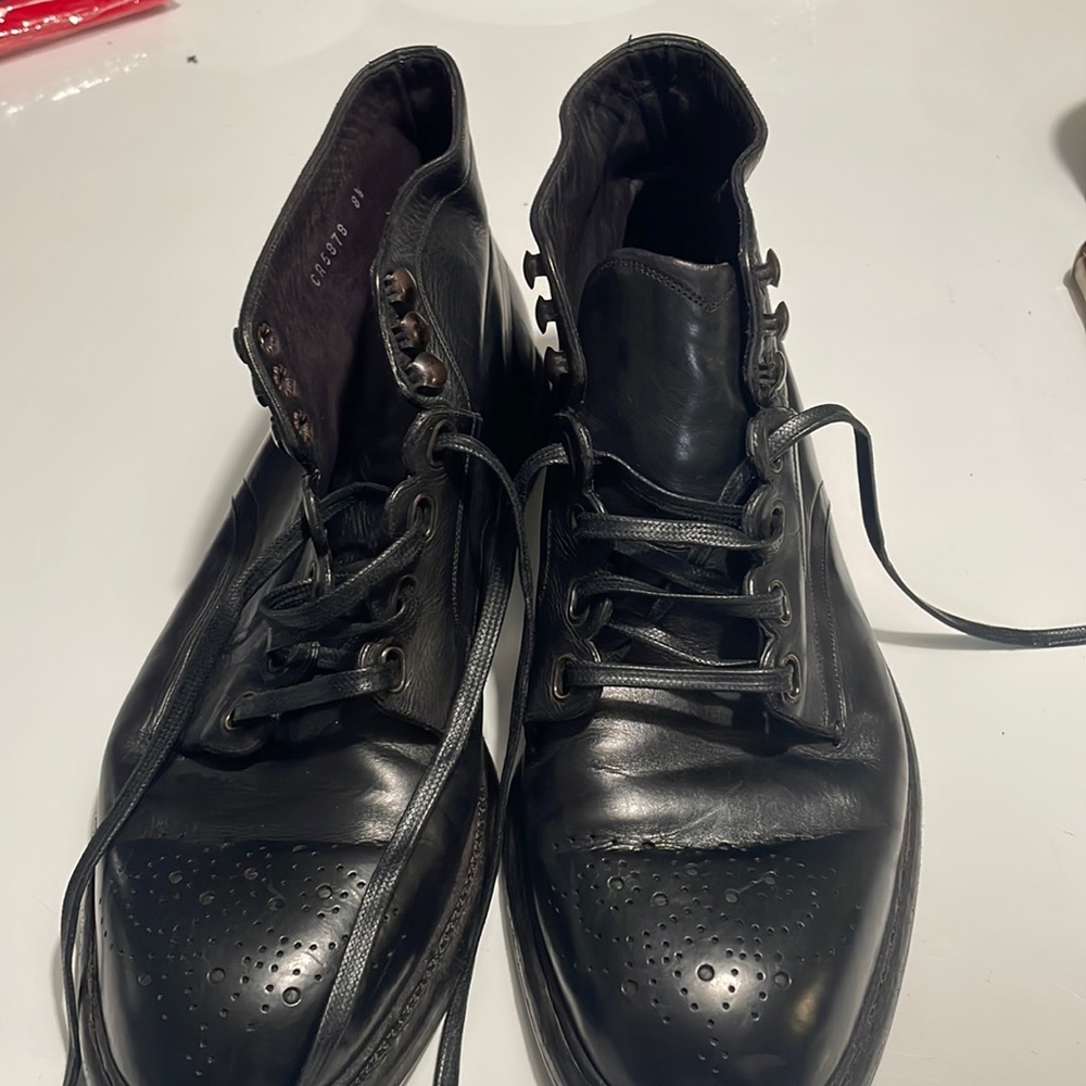 Dolce & Gabbana Black Leather Captoe Lace up Boots Men